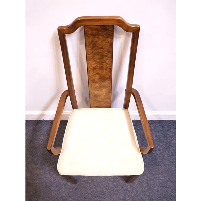 Brown Thomasville Tokaido Collection Burled Walnut Asian Modern Dining Arm Chair 10821-813-814 For Sale - Image 8 of 11