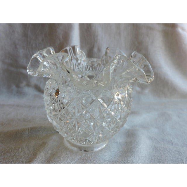 Vintage 1950's Fenton Art Glass Co. Cut Block Crimped Small Vase For Sale - Image 10 of 10