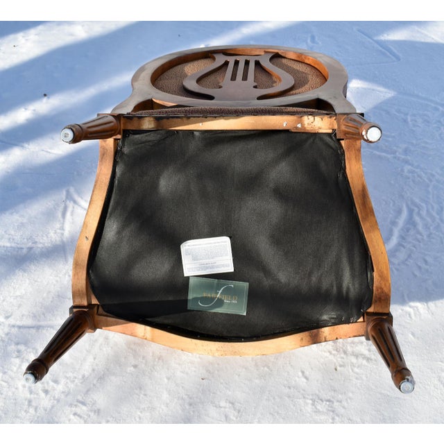 Brown Vintage Fairfield Louix XVl French Style Carved Fruitwood Round Back Arm Chair For Sale - Image 8 of 12