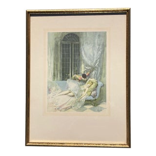 Edward Gross, Printer. Herman Webster, Artist. Art Deco Print of Harlequin & Ballerina For Sale