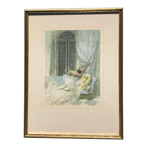 Edward Gross, Printer. Herman Webster, Artist. Art Deco Print of Harlequin & Ballerina