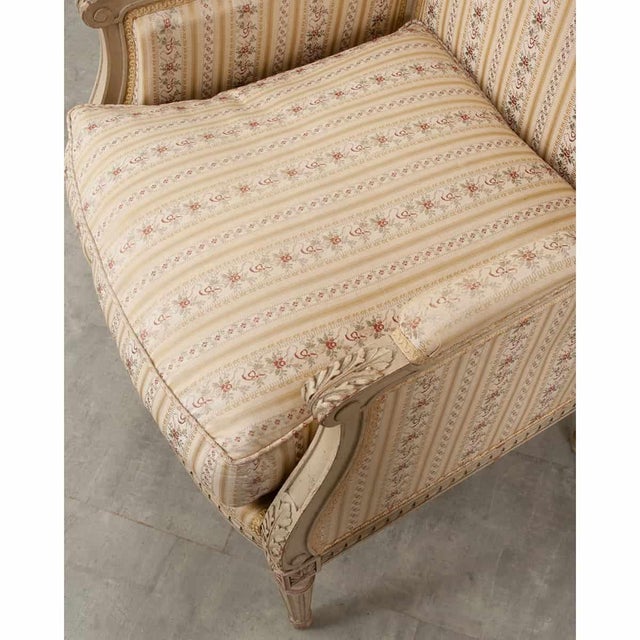 French Pair of 19th Century Louis XVI Style Bergeres For Sale - Image 9 of 10