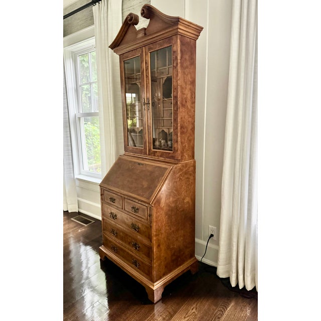 Wood Late 20th Century Trouvailles Inc Burlwood Secretary Desk For Sale - Image 7 of 12