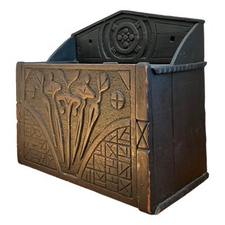 Vintage Wood Carved Storage Wall Box For Sale