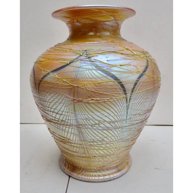 1930s Durand Pulled Feather Iridescent Art Glass For Sale - Image 5 of 13