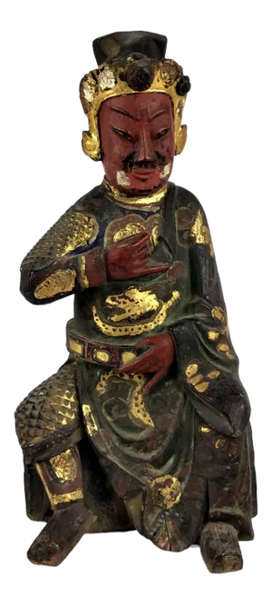 Late 18th Century Antique Chinese Carved Gilt Gold Wood Alter Statue