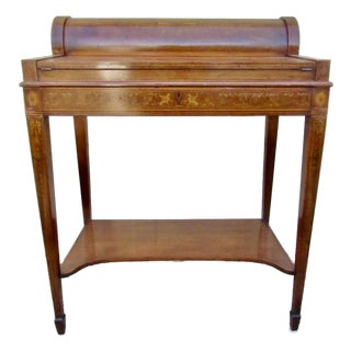 Antique English Cylinder Secretary Desk by Hobbs of London For Sale