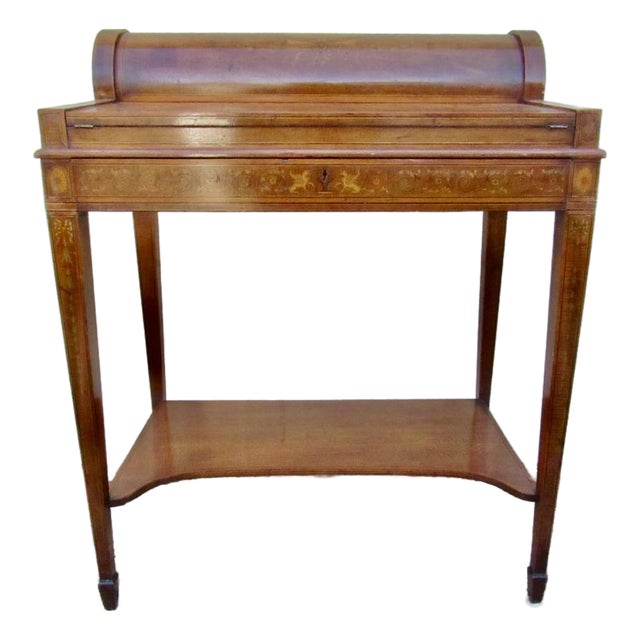 Antique English Cylinder Secretary Desk by Hobbs of London For Sale