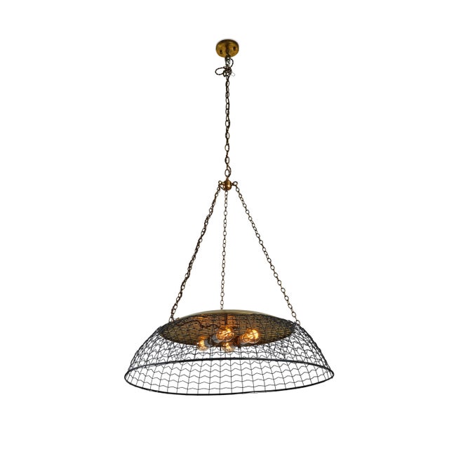 Light up the room with this fantastic vintage wire basket fixture. It has a rich black finish and was made into a hanging...