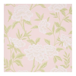 Schumacher Whitney Floral Wallpaper in Blush - 9 Yards For Sale