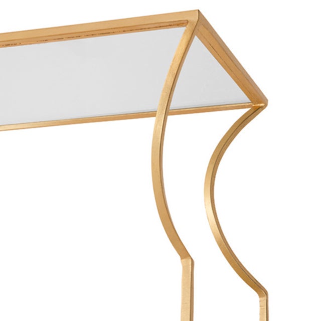 Worlds Away Matthew Izzo Home Dorothy Gold Leaf Flared Etagere With Glass Shelves For Sale - Image 4 of 5