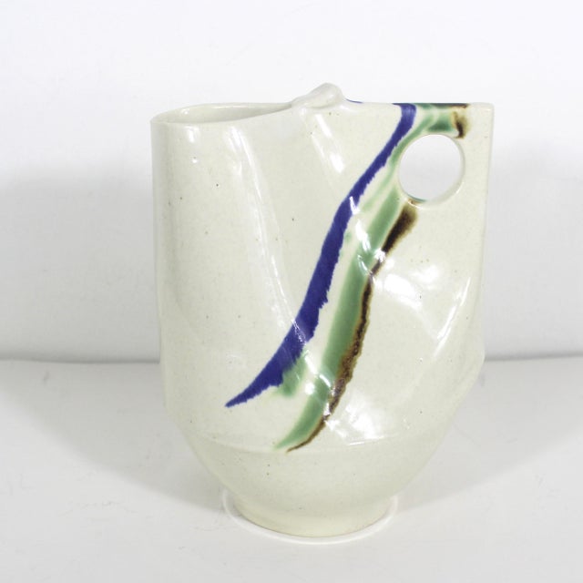 Mid-Century Modern Vintage Studio Pottery Pitcher Jug Vase For Sale - Image 3 of 8