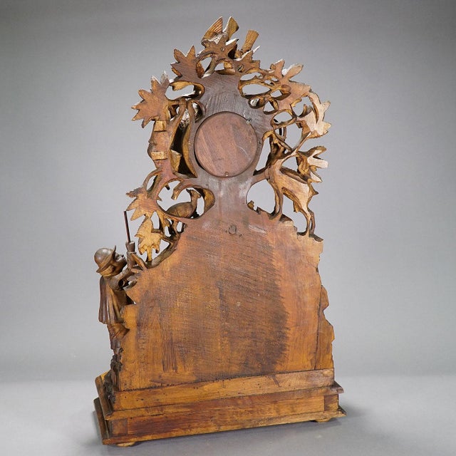 Antique Mantel Clock With Herdsman Family, Goats and Cattle For Sale - Image 11 of 12