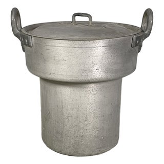 Italian Round Aluminum Pot with Lid, 1930s For Sale