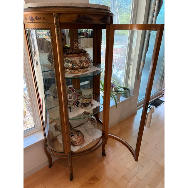 French Provincial Vintage Vitrine Display Cabinet French Style Glass Shelving For Sale - Image 3 of 11