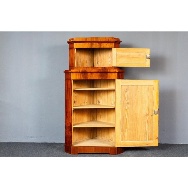 Biedermeier Brown Corner Cabinet For Sale - Image 3 of 18