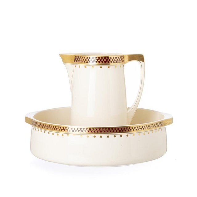Porcelain Pitcher with Basin by Villeroy & Boch from Boch Frères, Set of 2 For Sale - Image 6 of 6