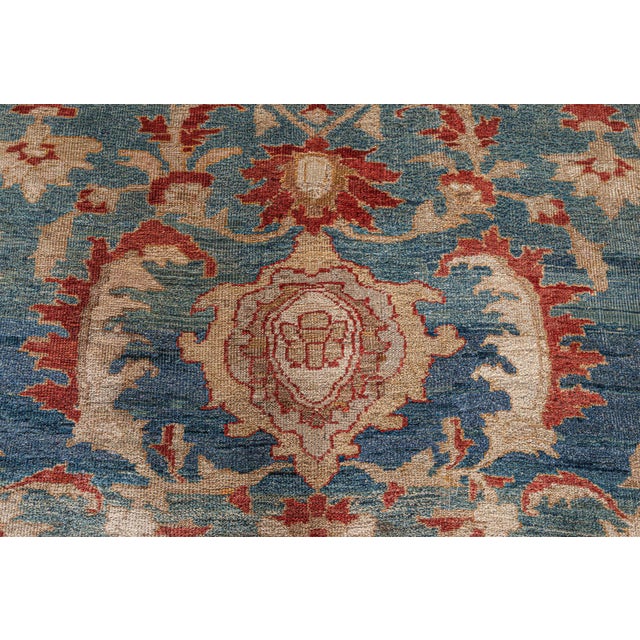 Antique Persian Sultanabad Rug in Beige, Blue, and Red For Sale In New York - Image 6 of 8