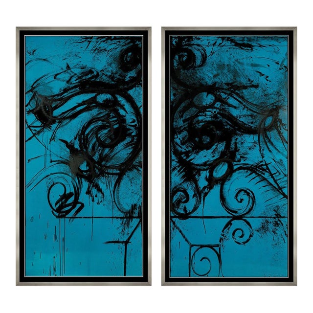 1980s Blue Commelynck Gate, Jim Dine - Set of 2 For Sale