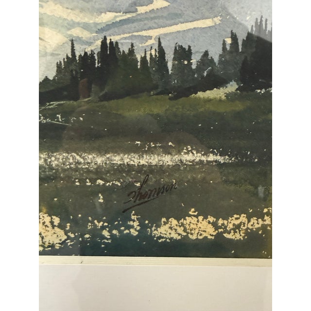 Landscape Watercolor of Valley in Mountains, Signed For Sale - Image 10 of 12