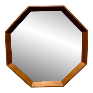 Scandinavian Modern Danish Teak Octagonal Mirror by Spejle 1960's For Sale