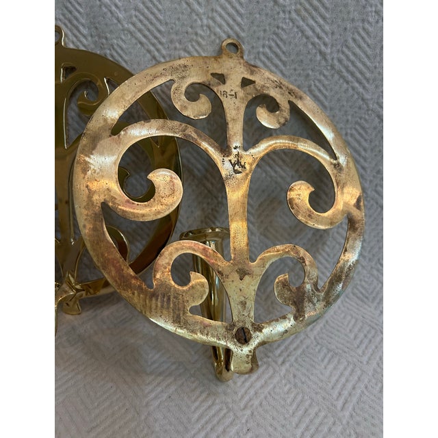 Brass Late 20th Century Virginia Metal Crafters Brass “Tree of Life” Candle Wall Sconces - A Pair For Sale - Image 8 of 9