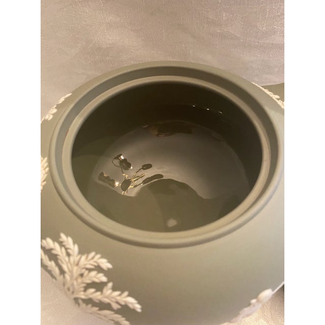 Wedgwood Vintage Wedgwood Sage Green Jasperware Teapot 1955 Glazed Interior Mint Interior For Sale - Image 4 of 12