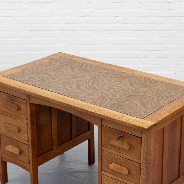 Dutch Arts & Crafts Oak Desk, 1890s For Sale - Image 6 of 15