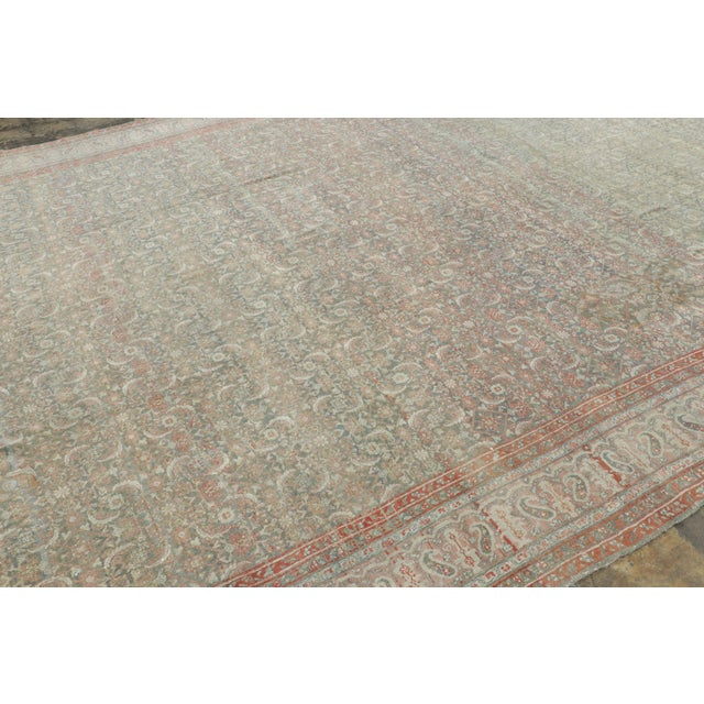Rug & Kilim Antique Persian Mashad Rug in Teal With Ornate Paisley Motifs - Rug & Kilim For Sale - Image 4 of 7