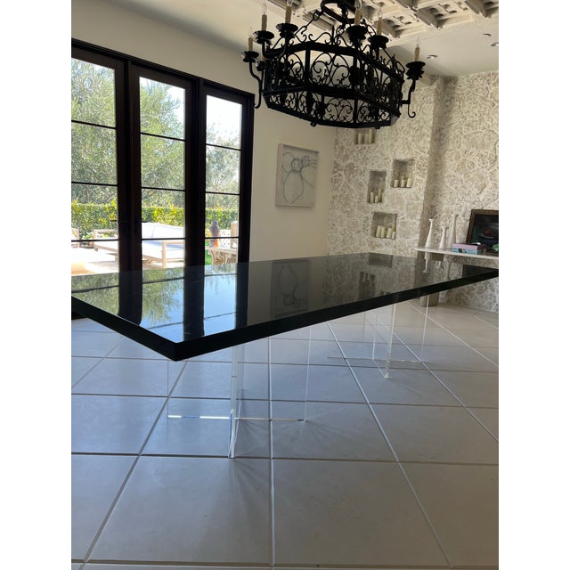 Modern Luxury Black Veneer Attributed to Julian Chichester Modern Dining Room Table Seats 10-12 For Sale - Image 3 of 8