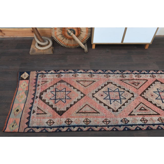 Orange 1970s Turkish Oushak Handmade Wool Cotton Orange Runner Rug For Sale - Image 8 of 11