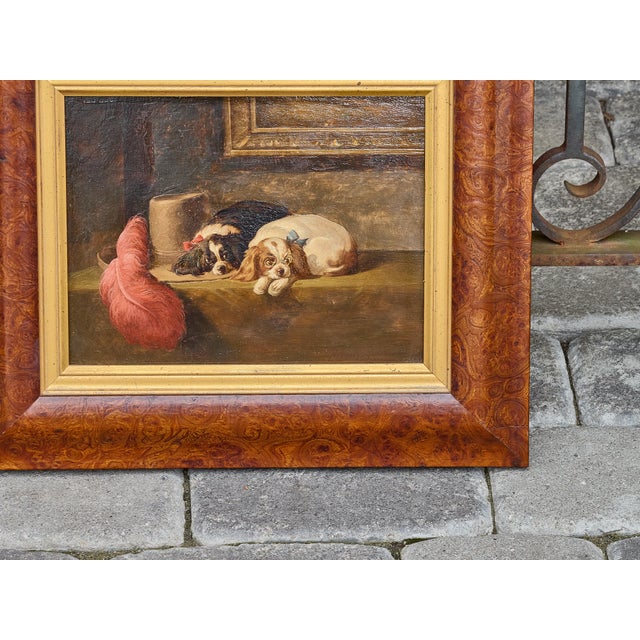 Wood Oil on Board Painting of King Charles Spaniels After Landseer, circa 1900 For Sale - Image 7 of 12