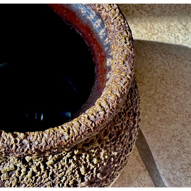 Brutalist Studio Ceramic Art Vase with Textured Rough Glaze, Germany, 1960s For Sale - Image 6 of 12