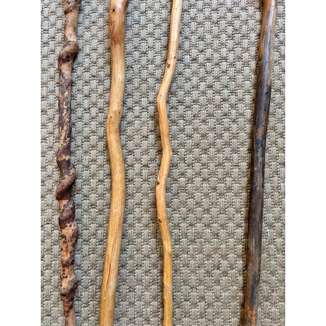 Late 20th Century Set Four Rustic Twisted and Knobby Carved Walking Sticks For Sale - Image 6 of 8