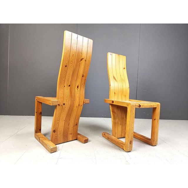 Vintage Pine Wood Dining Chairs, 1970s, Set of 6 For Sale - Image 11 of 12