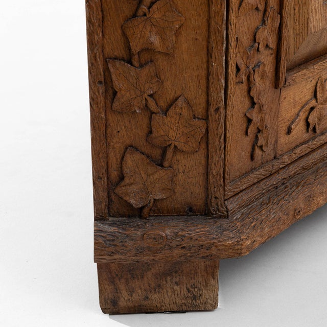 1920-1929 France Warm Honey Oak Carved Oak Vitrine Cabinet For Sale - Image 11 of 11