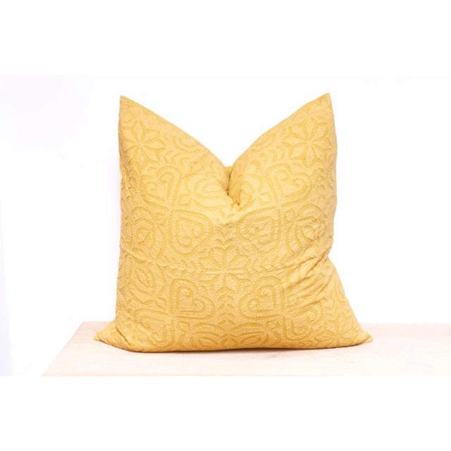 1990s Hunyadi Yellow Handmade Pillow Cover For Sale - Image 5 of 7