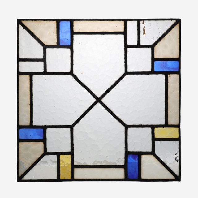 Art Deco Leaded Glass Panel with Geometric Cross Motif, Belgium, 1920 For Sale - Image 12 of 12
