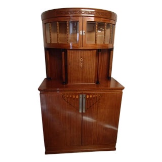Art Nouveau Round Inlaid Showcase Cabinet, 1900s For Sale