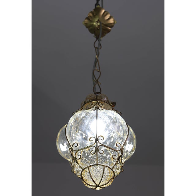 1970s Wonderful Amber Vintage Venetian Lantern, Murano Glass - Set of 2 For Sale - Image 9 of 16