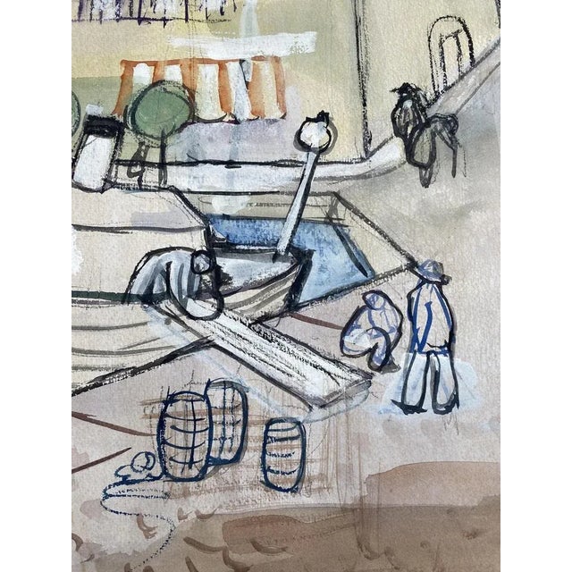 Heinrich Heuser, Unfinished Study of a Harbor View, Port of Ischia, 1950, Watercolor For Sale - Image 3 of 12