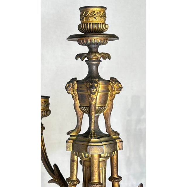 Large 19th Century French Gilt Bronze Candelabra in Empire Style - A Pair For Sale - Image 10 of 12