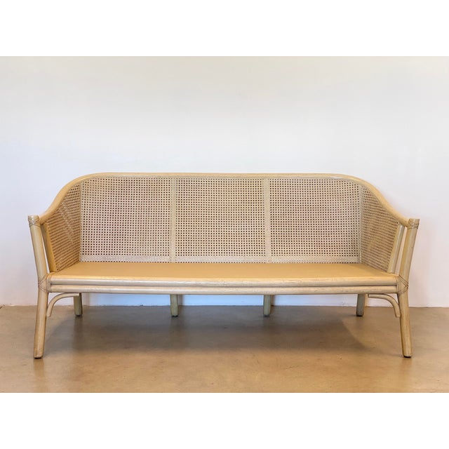 Sofa in Lacquered Bamboo and Vienna Straw by McGuire, 1970s For Sale - Image 4 of 18