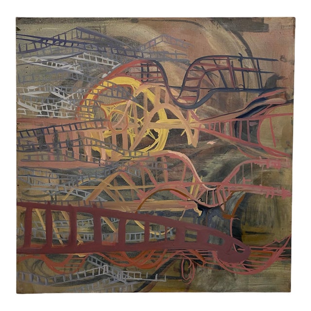 Mid 20th Century Abstract Infrastructure Painting For Sale