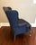 Navy Diamond-Print Wingback Chair For Sale - Image 4 of 5