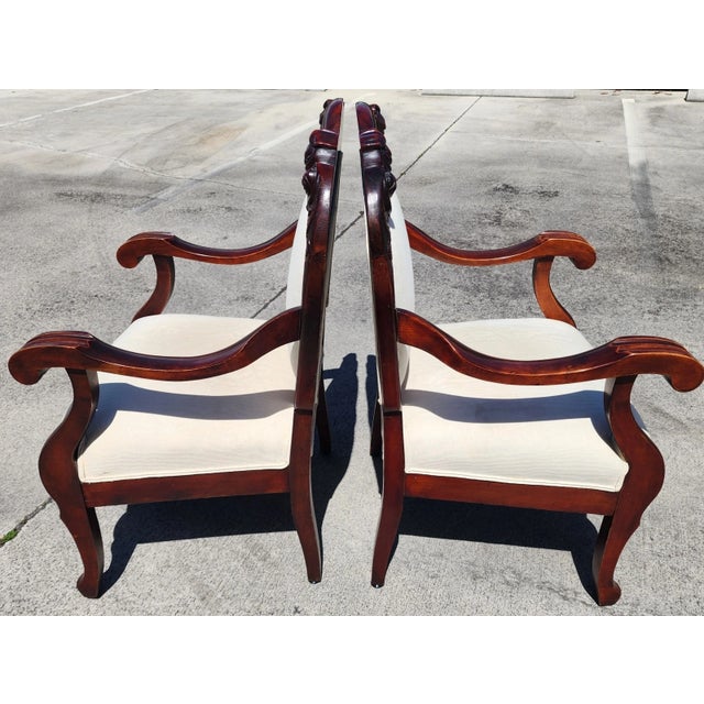 Antique Asian Rosewood Carved Foo Dogs Armchairs Set of 2 For Sale - Image 10 of 12