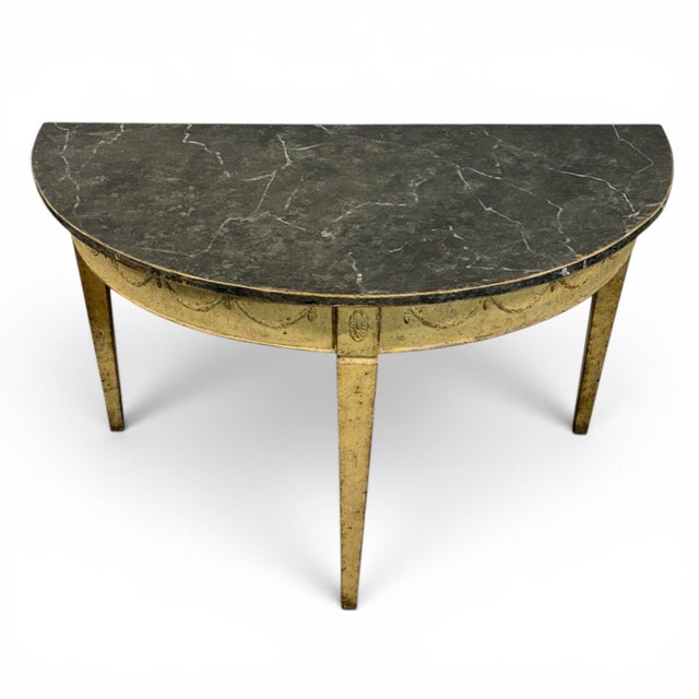 Gustavian (Swedish) Antique Demi Lune Console Table, Set of 2 For Sale - Image 3 of 12