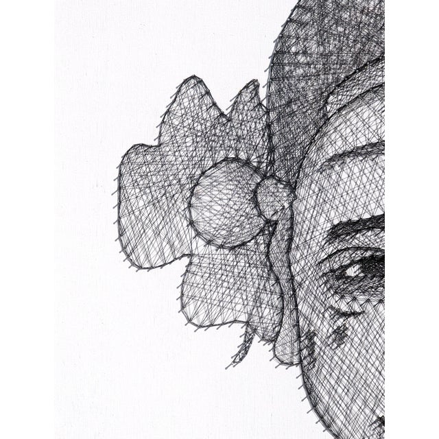 Jaymes Earl "Opulence III" Contemporary Black and White Pin and Thread Mixed Media Portrait, 2023 For Sale - Image 11 of 12