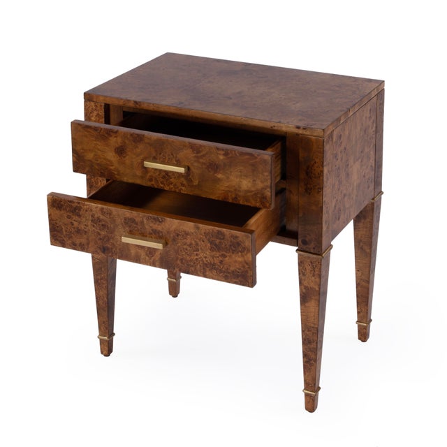 2020s Kai 24 in. W Rectangular Burl Wood 2 Drawer End Table, Traditional Burl For Sale - Image 5 of 11