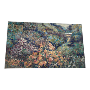 Vintage Impressionistic Canvas Wall Art of a Lush French Garden